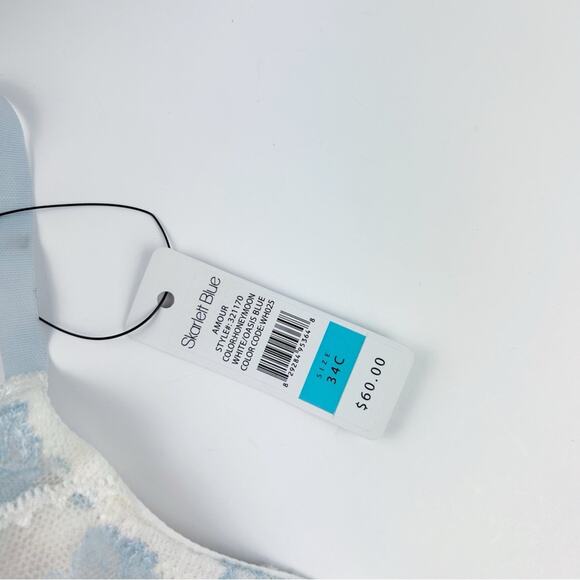 Skarlett Blue White and Blue Lace Amour Bra Size 34C - Picture 2 of 4